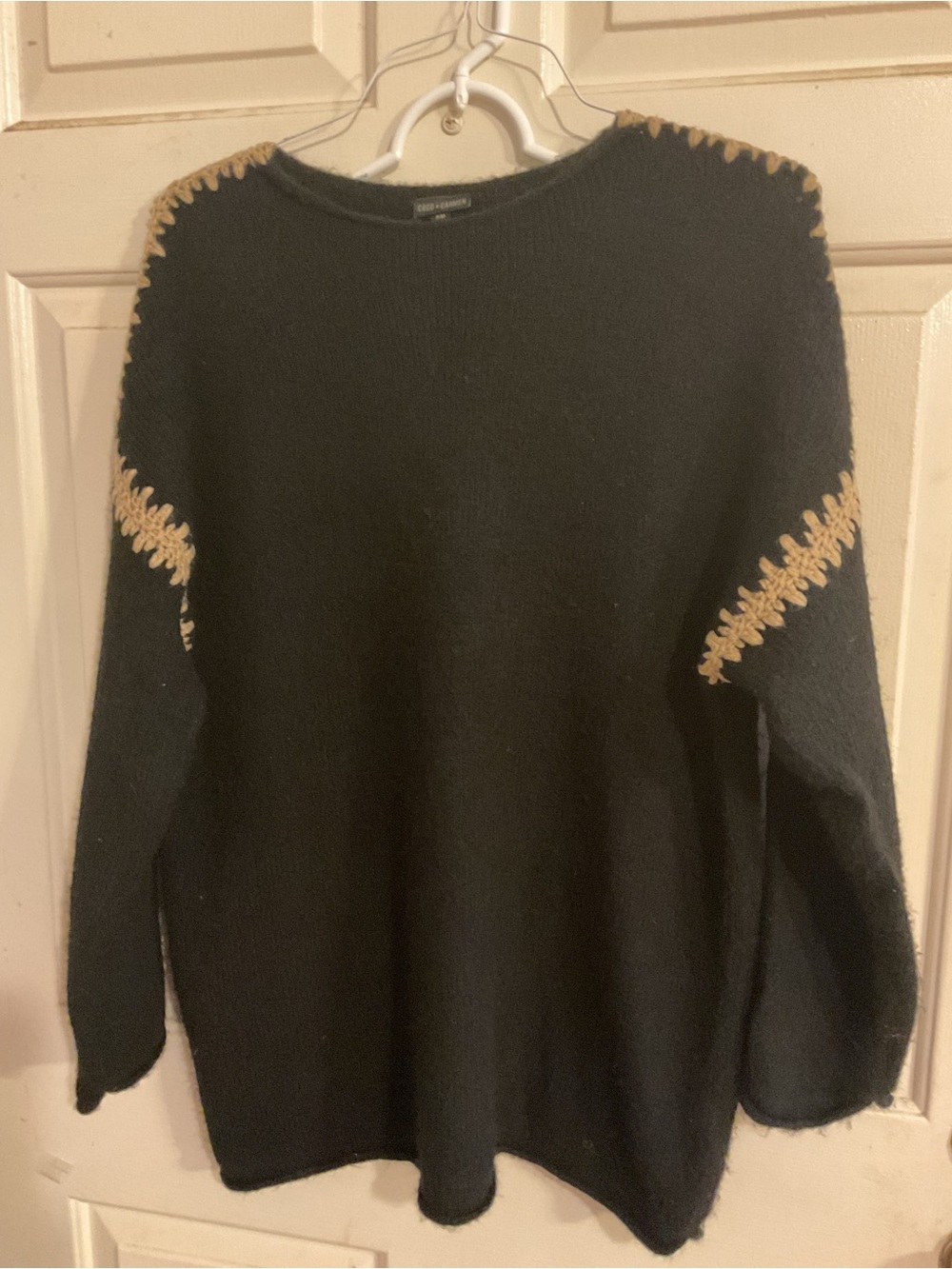 Cozy COCO&CARMEN S/M Black Sweater Stretchy Crochet Details